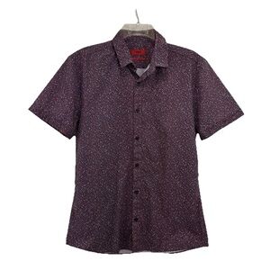 Hugo Boss Red Button Shirt Mens Small Extra Slim Fit Short Sleeve Cotton